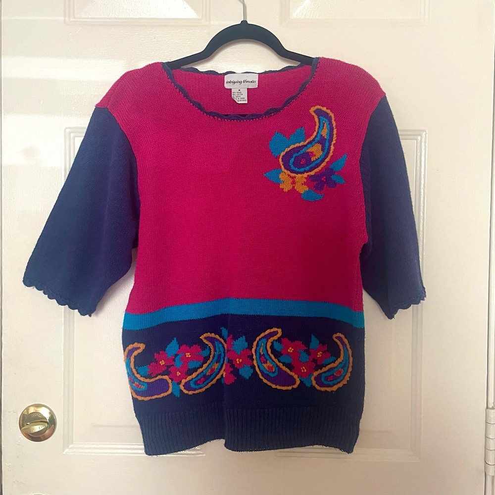 Vintage Intriguing Threads Paisley Knit Top